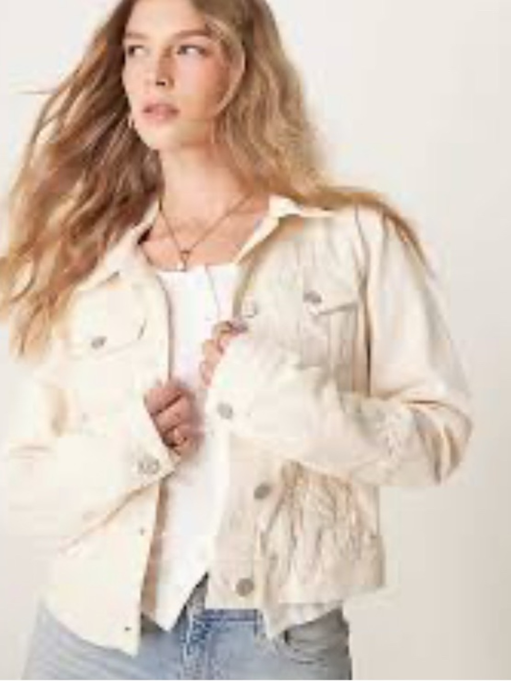Free People Rumors Women's Cream Button-Front Jacket Sz XS
